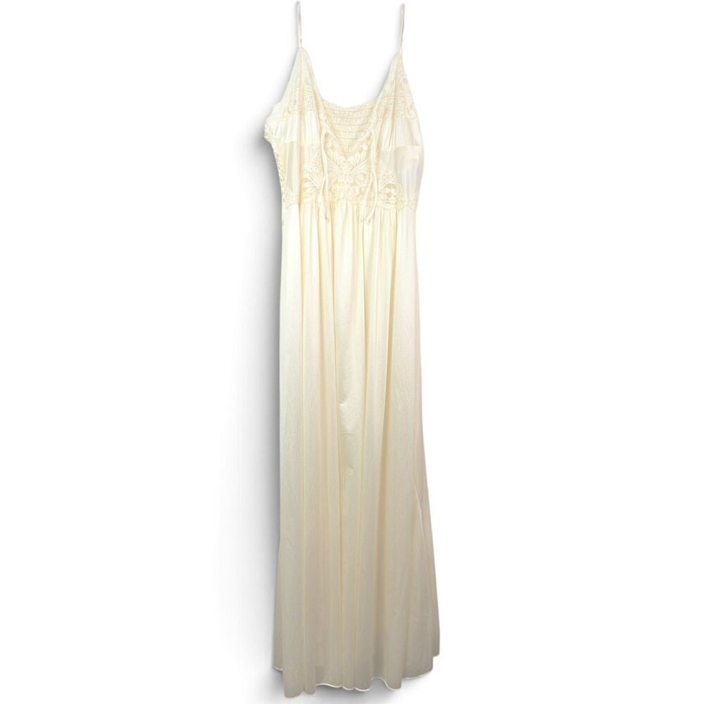 ivory vintage lace nightgown large satin maxi lord & taylor by lily of france